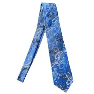 Duchamp London Necktie Blue Paisley Silk Jacquard Made in England
